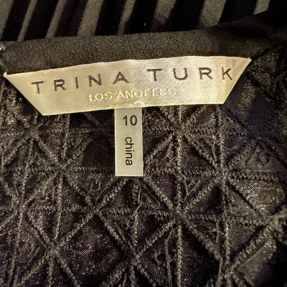 Trina Turk beautiful black pleated mini dress size 10 - Picture 8 of 10